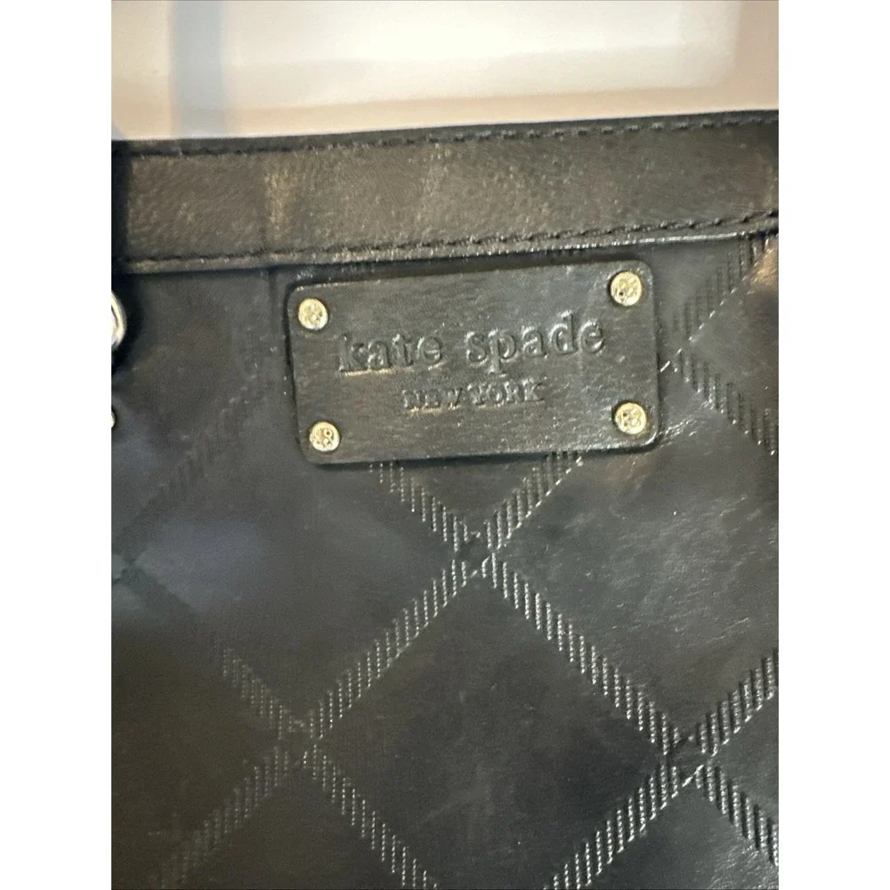 Kate Spade New York black‎ leather Handbag Purse Tote 3 Compartment Bag Nice!